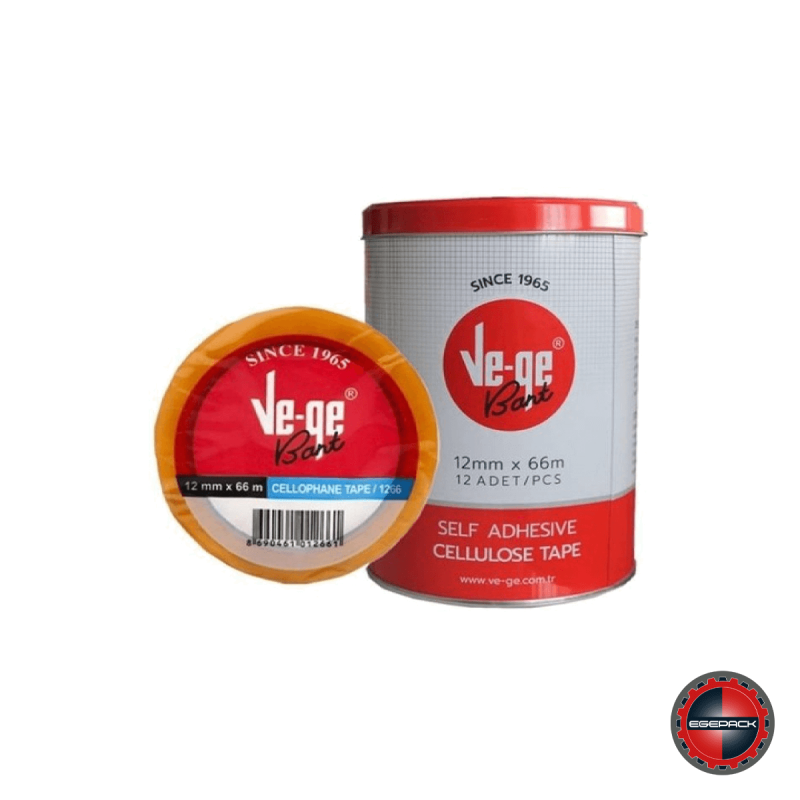 VE-GE SELEFON ŞEFFAF BANT 12X66 TENEKE KUTU 12 ADET